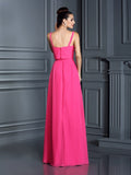 A-Line/Princess Spaghetti Straps Sleeveless Long Chiffon Bridesmaid Dresses TPP0005714