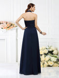 A-Line/Princess Halter Pleats Sleeveless Long Chiffon Bridesmaid Dresses TPP0005502