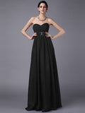 A-Line/Princess Sweetheart Sleeveless Beading Pleats Long Chiffon Bridesmaid Dresses TPP0005818