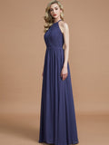 A-Line/Princess Scoop Chiffon Sleeveless Floor-Length Bridesmaid Dresses TPP0005455