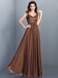 A-Line/Princess Scoop Lace Sleeveless Long Chiffon Bridesmaid Dresses TPP0005303