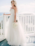 Ball Gown Sweetheart Sweep/Brush Train Sleeveless Tulle Wedding Dresses TPP0006037