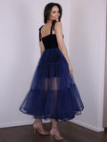 A-Line/Princess Tulle Ruffles Spaghetti Straps Sleeveless Tea-Length Homecoming Dresses TPP0004693