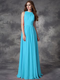 A-line/Princess Jewel Ruffles Sleeveless Long Chiffon Bridesmaid Dresses TPP0005510