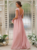 A-Line/Princess Chiffon Ruffles V-neck Sleeveless Sweep/Brush Train Bridesmaid Dresses TPP0004927