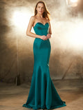 Trumpet/Mermaid Sweetheart Sleeveless Ruched Sweep/Brush Train Satin Dresses TPP0002528