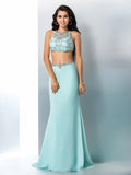 Trumpet/Mermaid Scoop Beading Sleeveless Long Chiffon Two Piece Dresses TPP0003506