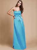 Sheath/Column Sweetheart Sleeveless Long Bowknot Satin Bridesmaid Dresses TPP0005678