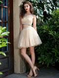 A-Line/Princess Scoop Net Sleeveless Beading Short/Mini Two Piece Homecoming Dresses TPP0008556