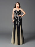 Sheath/Column Sweetheart Beading Sleeveless Long Chiffon Plus Size Dresses TPP0003215