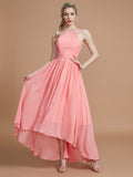 A-Line/Princess Halter Asymmetrical Sleeveless Chiffon Bridesmaid Dresses TPP0005582