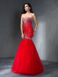 Sheath/Column Sweetheart Beading Sleeveless Long Lace Dresses TPP0003744