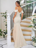 Trumpet/Mermaid Jersey Ruffles V-neck Sleeveless Asymmetrical Bridesmaid Dresses TPP0004937