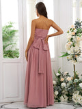 A-Line/Princess Chiffon Ruffles Strapless Sleeveless Floor-Length Bridesmaid Dresses TPP0004948