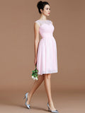 A-Line/Princess Sweetheart Sleeveless Lace Short/Mini Chiffon Bridesmaid Dresses TPP0005413