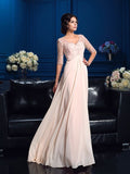 A-Line/Princess V-neck Beading 1/2 Sleeves Long Chiffon Mother of the Bride Dresses TPP0007115