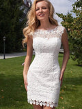 Sheath/Column Sleeveless Lace Scoop Floor-Length Tulle Wedding Dresses TPP0006199