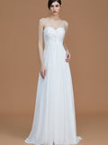 A-Line/Princess Sweetheart Sleeveless Sweep/Brush Train Beading Chiffon Bridesmaid Dresses TPP0005600