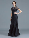 Trumpet/Mermaid Scoop Short Sleeves Lace Floor-Length Mother of the Bride Dresses TPP0007311