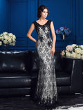 Sheath/Column V-neck Lace Sleeveless Long Satin Mother of the Bride Dresses TPP0007343