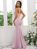 Sheath/Column Stretch Crepe Ruffles One-Shoulder Sleeveless Floor-Length Bridesmaid Dresses TPP0004901