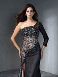 Trumpet/Mermaid One-Shoulder 3/4 Sleeves Long Lace Dresses TPP0003327