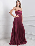 A-Line/Princess Strapless Sleeveless Ruffles Long Chiffon Bridesmaid Dresses TPP0005555