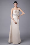 Sheath/Column Strapless Beading Hand-Made Flower Elastic Woven Satin Mother of the Bride Dresses TPP0007324