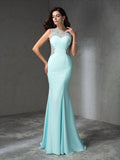 Trumpet/Mermaid Jewel Beading Sleeveless Long Chiffon Dresses TPP0003946