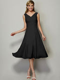 A-Line/Princess V-neck Sleeveless Pleats Short Chiffon Bridesmaid Dresses TPP0005087