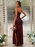 Sheath/Column Sequins Ruched Spaghetti Straps Sleeveless Floor-Length Bridesmaid Dresses TPP0004929