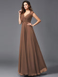 A-Line/Princess V-neck Sleeveless Long Chiffon Bridesmaid dresses TPP0005278