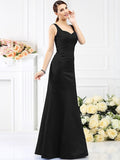 Sheath/Column Straps Sleeveless Long Satin Bridesmaid Dresses TPP0005554