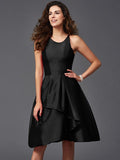 A-Line/Princess Scoop Ruffles Sleeveless Short Taffeta Bridesmaid Dresses TPP0005721