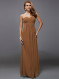 Sheath/Column Strapless Sleeveless Ruffles Long Chiffon Bridesmaid Dresses TPP0005426