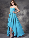 A-line/Princess Sweetheart Ruffles Sleeveless High Low Chiffon Bridesmaid Dresses TPP0005145