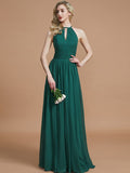 A-Line/Princess Chiffon Scoop Sleeveless Floor-Length Bridesmaid Dresses TPP0005219