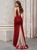 Trumpet/Mermaid Tulle Lace V-neck Sleeveless Sweep/Brush Train Dresses TPP0001381