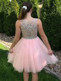 A-Line/Princess Scoop Tulle Sleeveless Beading Short/Mini Homecoming Dresses TPP0004569