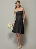 A-Line/Princess Strapless Sleeveless Bowknot Short Satin Bridesmaid Dresses TPP0005863