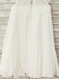 A-Line/Princess Knee-Length Scoop Lace Short Sleeves Chiffon Flower Girl Dresses TPP0007908