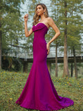 Sheath/Column Stretch Crepe Ruched Sweetheart Sleeveless Sweep/Brush Train Bridesmaid Dresses TPP0005004