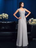 A-Line/Princess V-neck Beading Sleeveless Long Chiffon Mother of the Bride Dresses TPP0007073