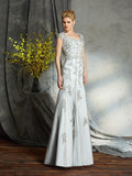 Sheath/Column Sweetheart Applique Sleeveless Long Satin Mother of the Bride Dresses TPP0007079