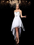 A-Line/Princess Sweetheart Beading Sleeveless High Low Chiffon Cocktail Dresses TPP0008274