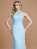 Trumpet/Mermaid Sleeveless Scoop Sweep/Brush Train Chiffon Bridesmaid Dresses TPP0005142