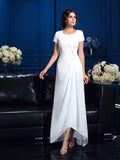 A-Line/Princess Scoop Short Sleeves High Low Chiffon Mother of the Bride Dresses TPP0007119