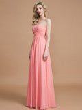 A-Line/Princess Sweetheart Sleeveless Floor-Length Chiffon Bridesmaid Dresses TPP0005518