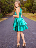 A-Line/Princess Satin Sleeveless Beading Jewel Short/Mini Homecoming Dresses TPP0004771