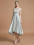 A-Line/Princess Bateau Sleeveless Ruffles Asymmetrical Silk like Satin Bridesmaid Dresses TPP0005019